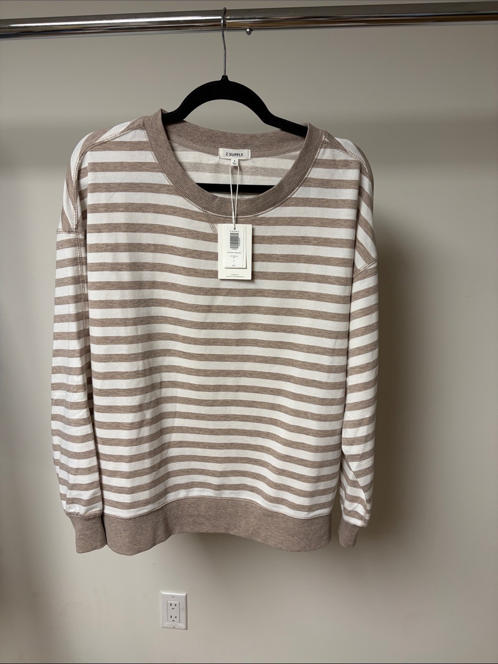 Z supply the everyday stripe crew neck sweatshirt heather ash